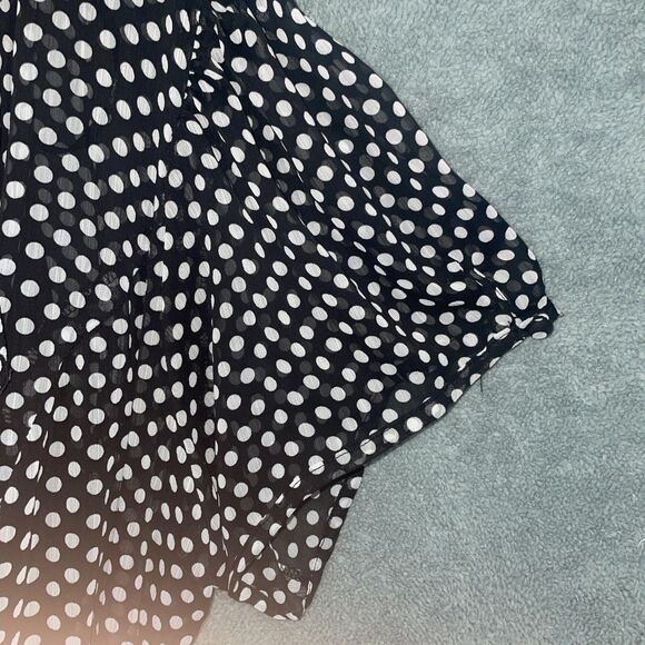 Lane Bryant Dress Womens 24 Black Polka Dot Faux Wrap Flutter Sleeve Midi Career - Picture 7 of 10